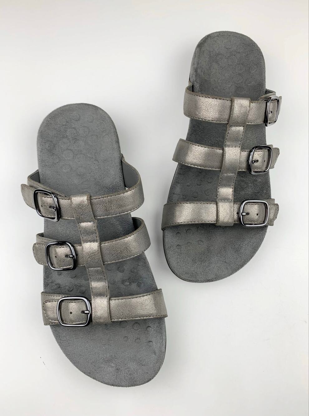 Vionic Misa Sandals Adjustable Straps Comfort Metallic Grey Women's 9 Wide